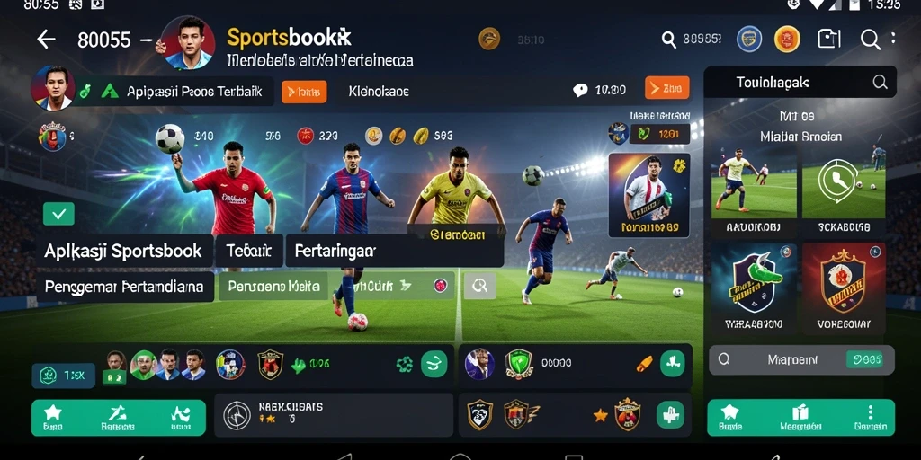 Tampilan menarik dari gameplay Sportsbook di aplikasi 8055.