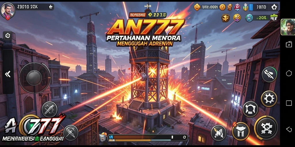 Tangkapan layar menunjukkan aksi menegangkan dalam AN777, Tower Defense yang seru.