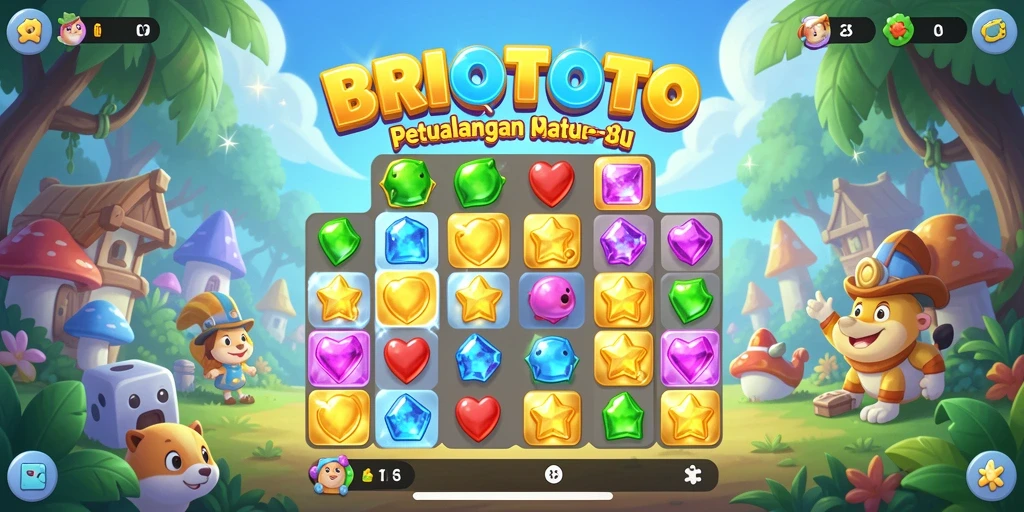 Tampilan gameplay BRIOTOTO yang penuh warna dalam gaya Match-3.