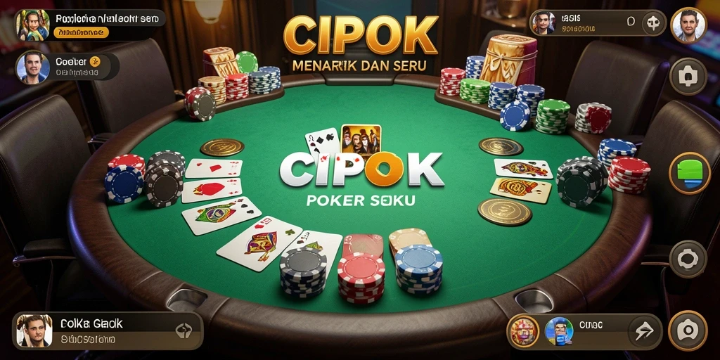Screenshot gameplay Poker dari aplikasi CIPOK yang menampilkan suasana meja poker.