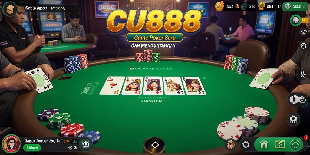 Screenshot CU888 menampilkan pengalaman bermain Poker yang mendebarkan.