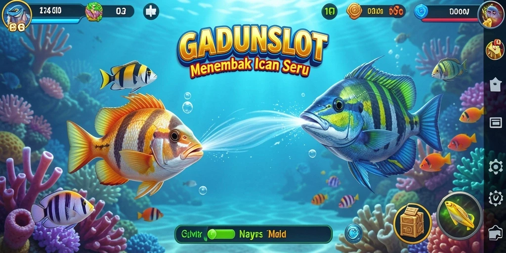 Tampilan grafis menakjubkan saat menembak ikan berwarna-warni.