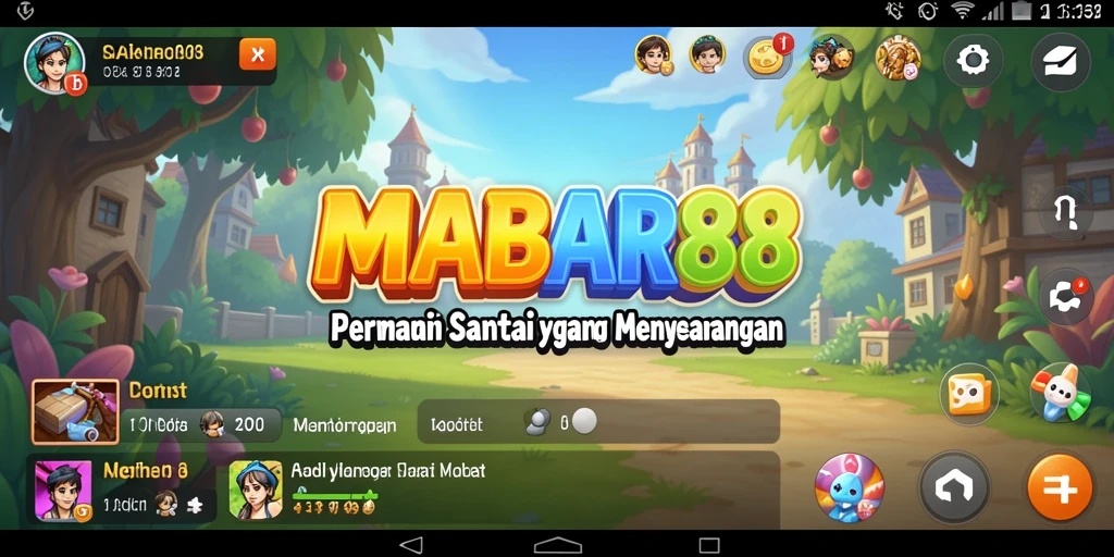 Tampilan gameplay MABAR88 yang ceria dan menghibur.