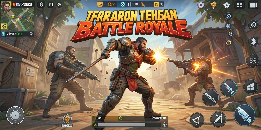 Tampilan aksi pertarungan sengit dalam MAXSERU di arena Battle Royale.