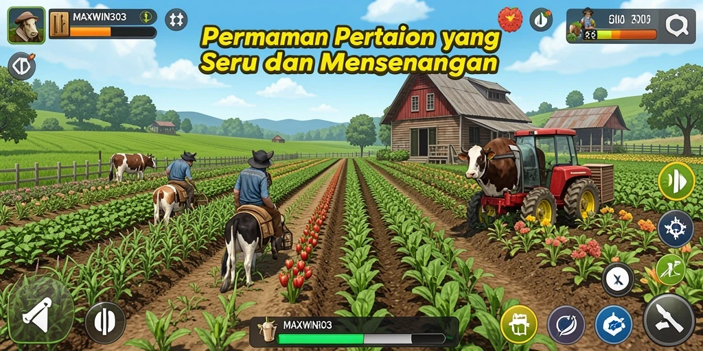 Tangkapan layar gameplay MAXWIN303 yang menampilkan pertanian yang indah.