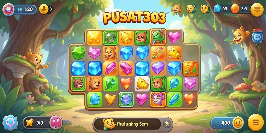 Tampilan gameplay seru dalam PUSAT303 yang penuh warna.