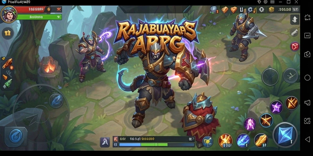 Screenshot gameplay RAJABUAYA89 yang menampilkan pertempuran seru di dunia fantasi.