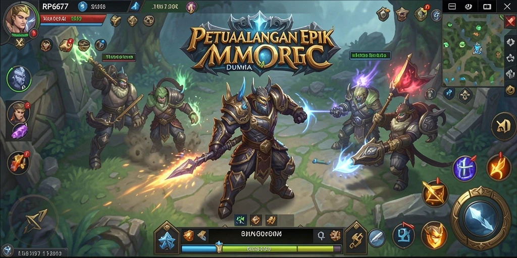 Tampilan gameplay seru dari RP6677 dalam dunia MMORPG yang luas.