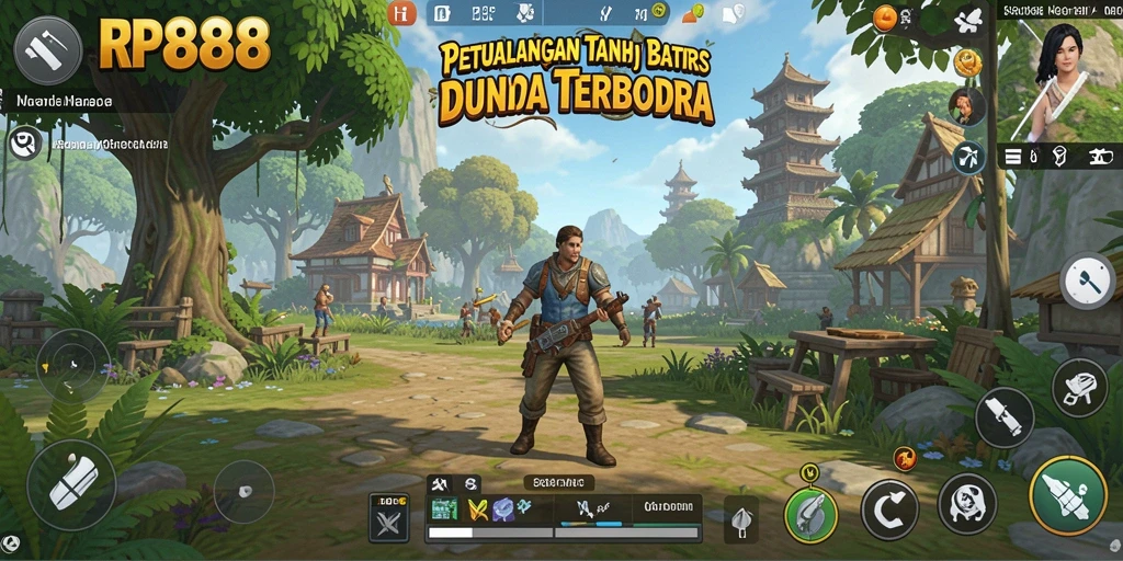Screenshot gameplay RP888 yang menunjukkan eksplorasi dunia terbuka.
