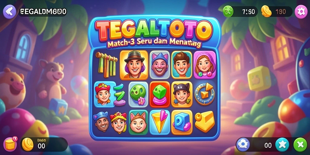 Screenshot gameplay TEGALTOTO menampilkan aksi seru mencocokkan item Match-3.