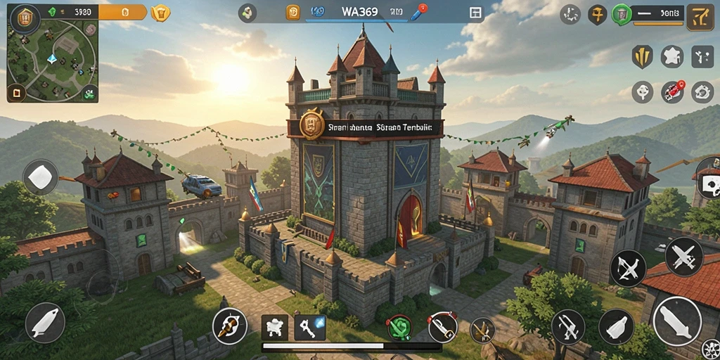 Tampilan gameplay menegangkan di WA369 dengan menara dan musuh beraksi.