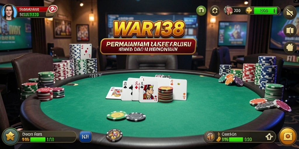 Screenshot tampilan gameplay poker di WAR138 dengan suasana kompetitif.