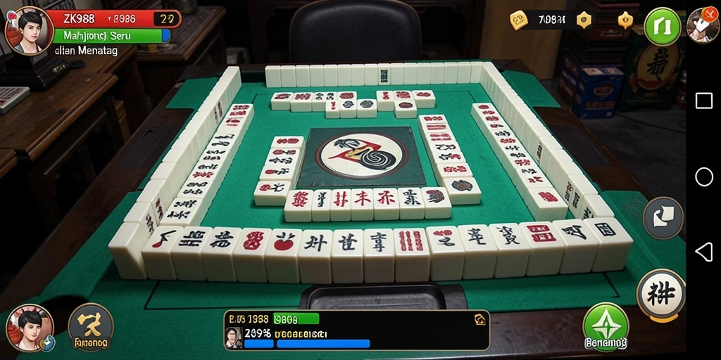Screenshot permainan ZK988 menampilkan gameplay Mahjong yang seru.